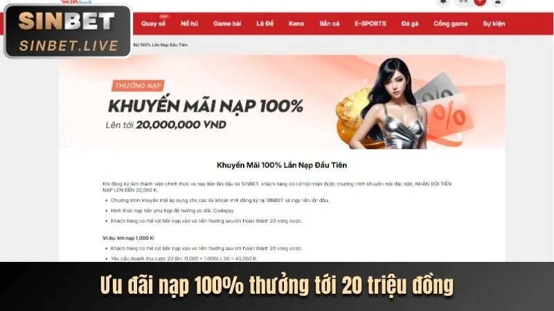 Thưởng Nạp Lại Hàng Ngày 20% Thể Thao